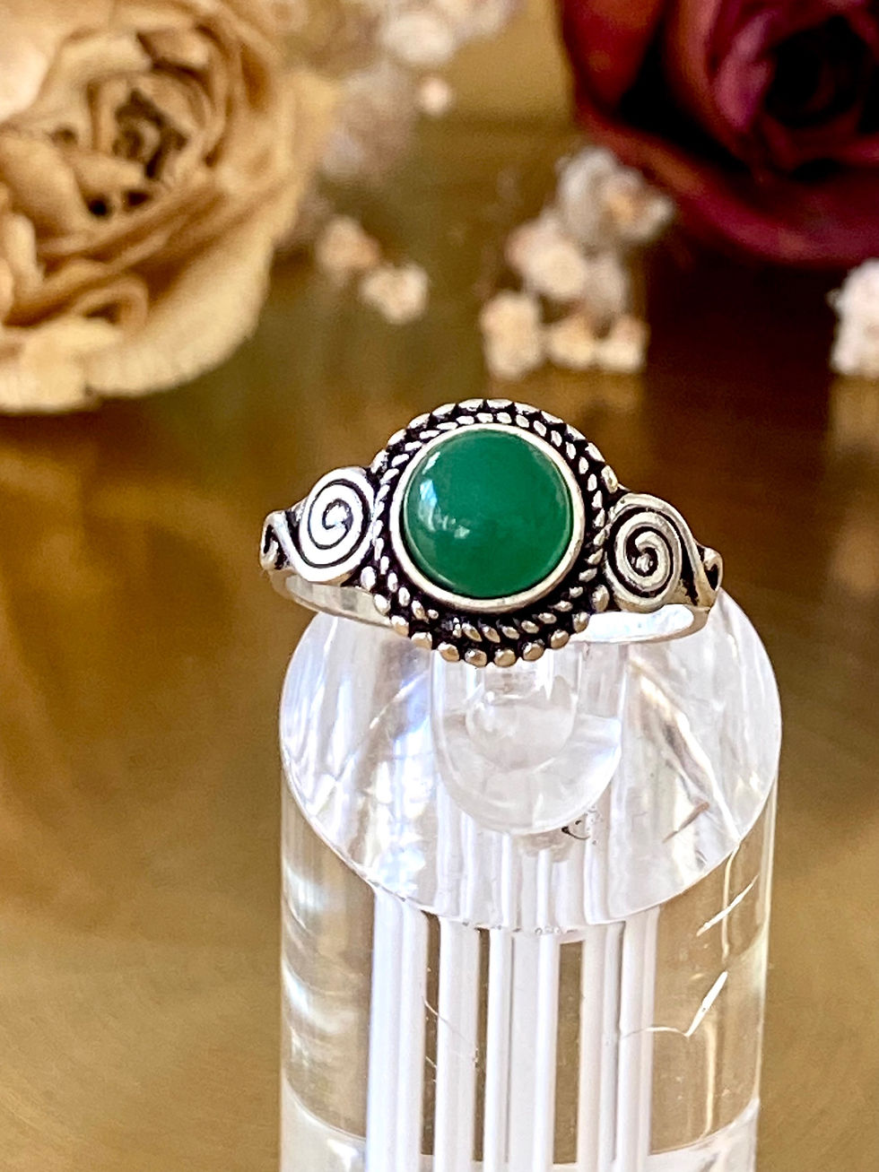 Thumbnail: Green Onyx Handcrafted Ring Size 8.25