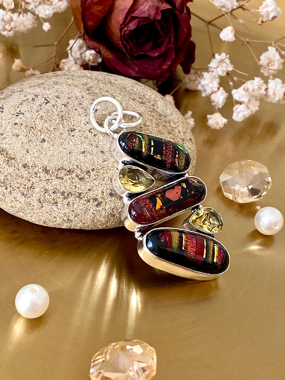 Thumbnail: Dichroic Glass And Citrine Pendant