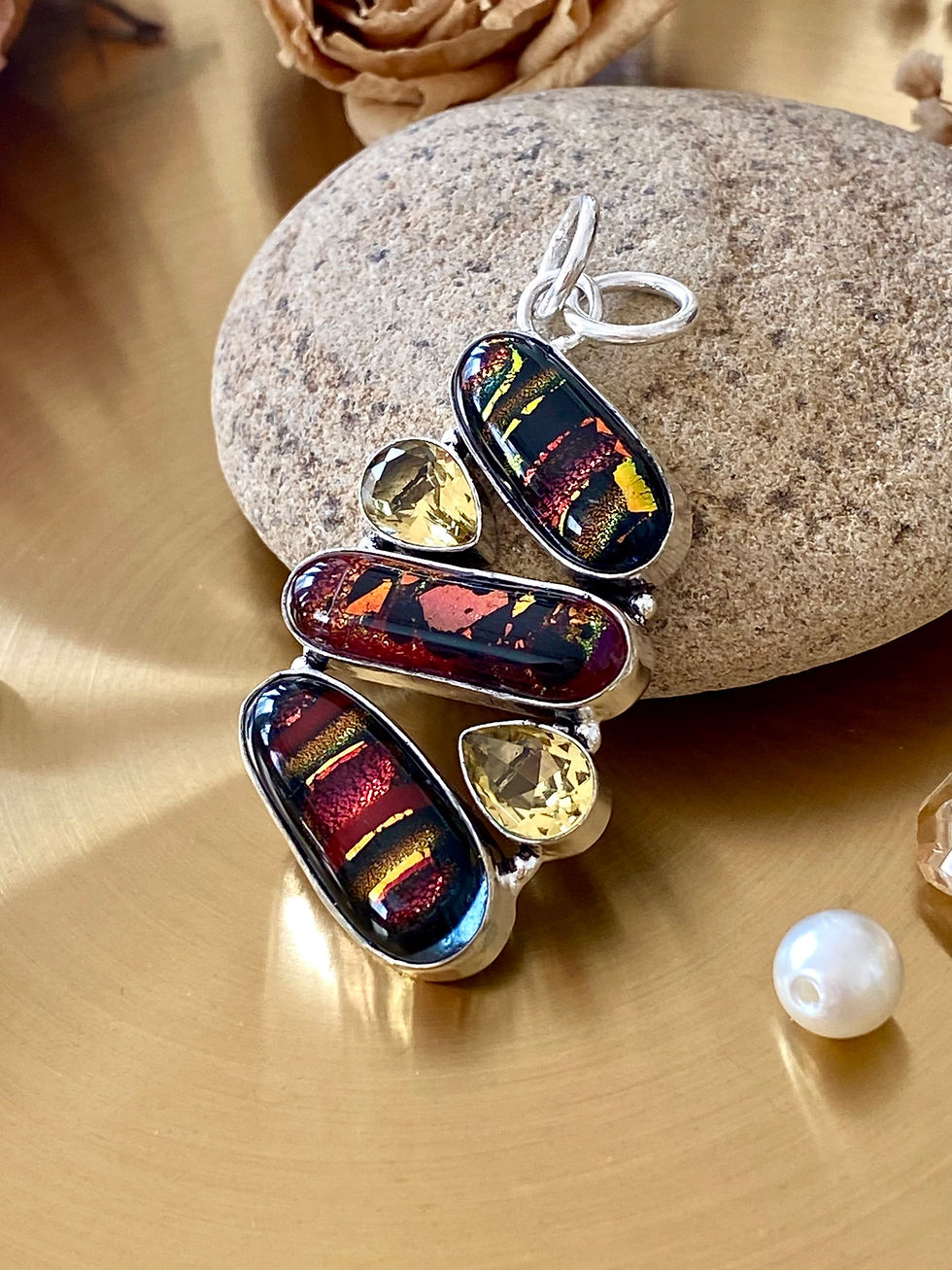 Thumbnail: Dichroic Glass And Citrine Pendant