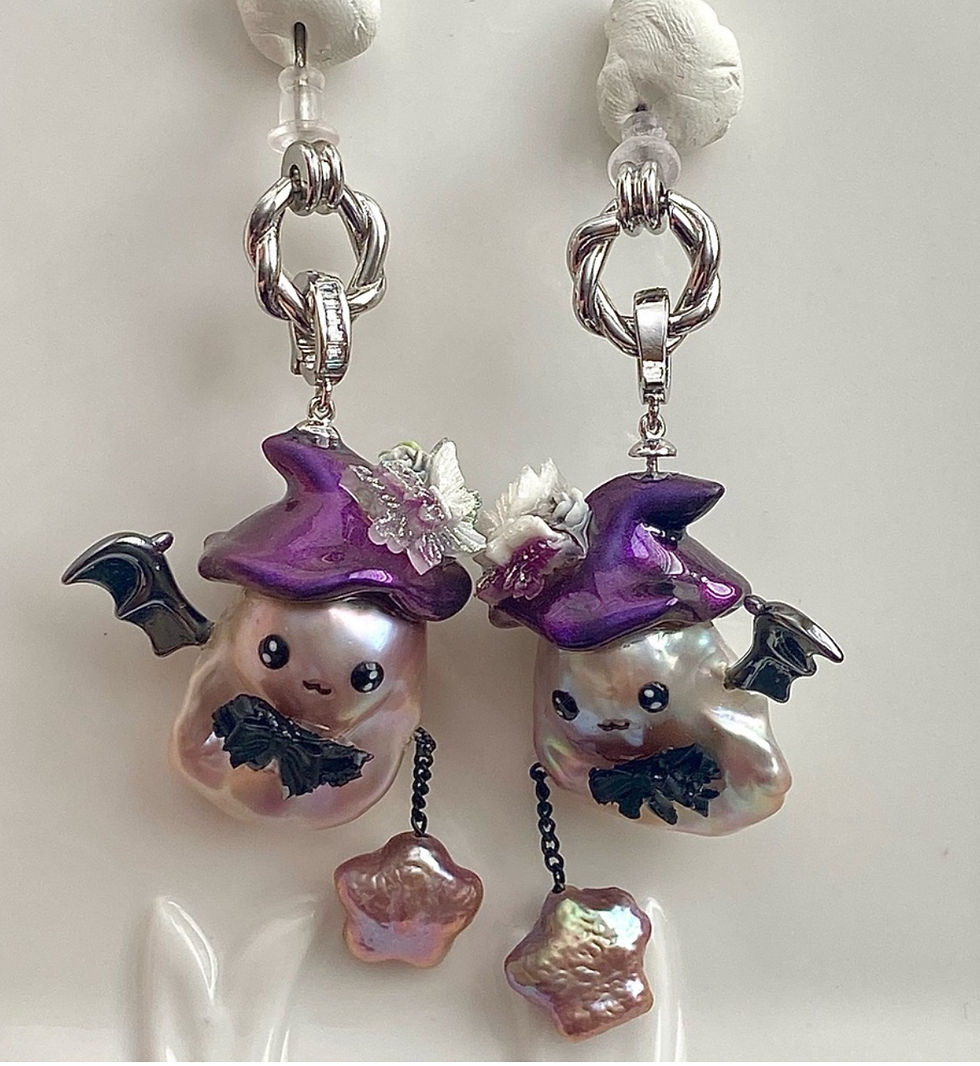 Thumbnail: E95-Halloween Collection Premium flameball Pearl Character Earring/Pendant