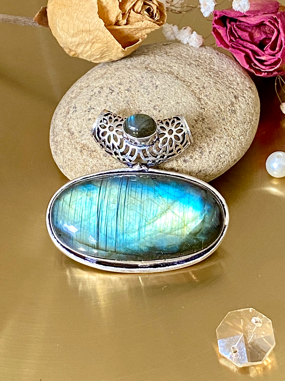 Thumbnail: Natural Fire Labradorite Handcrafted Pendant