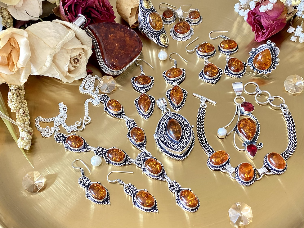 Thumbnail: Baltic Amber And Shiva Eye Shell Handcrafted Earring