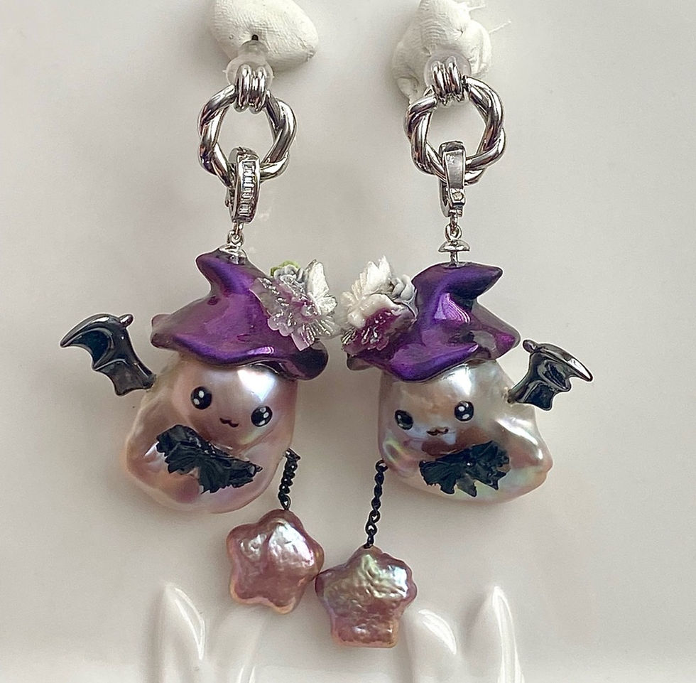 Thumbnail: E95-Halloween Collection Premium flameball Pearl Character Earring/Pendant