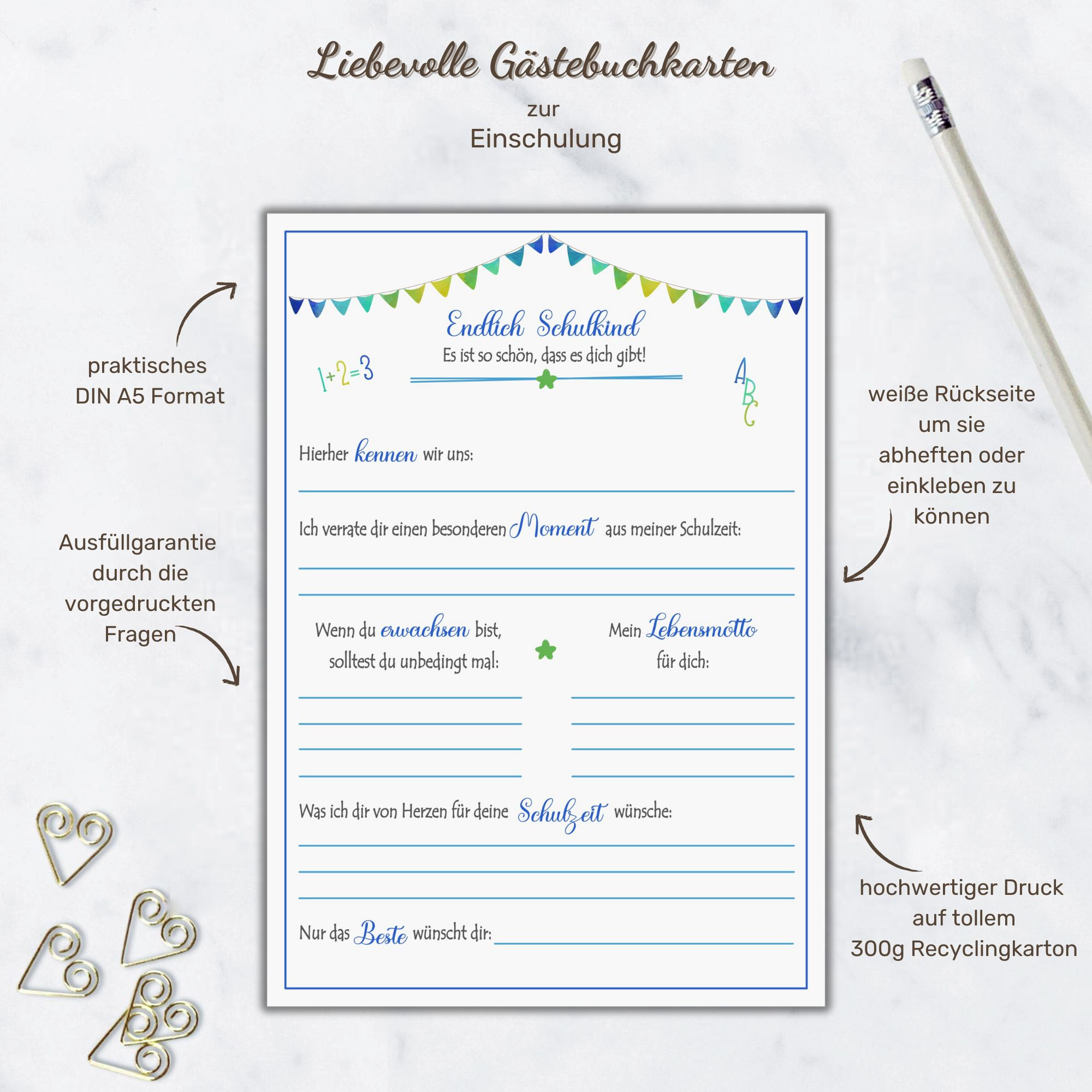 Gästebuchkarten zur Einschulung – liebevolle Erinnerungen für den Schulstart!