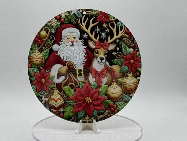 Santa and Deer Suncatcher