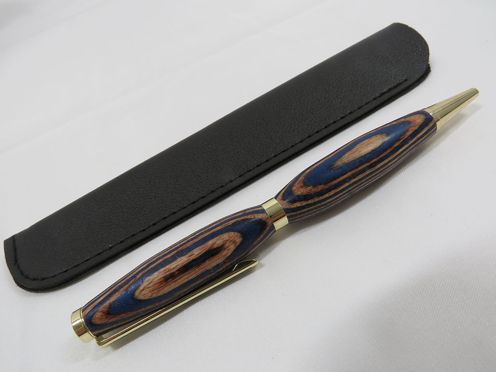 Thumbnail: Wood Pen Hand Turned Slimline w/ case blue wood grain