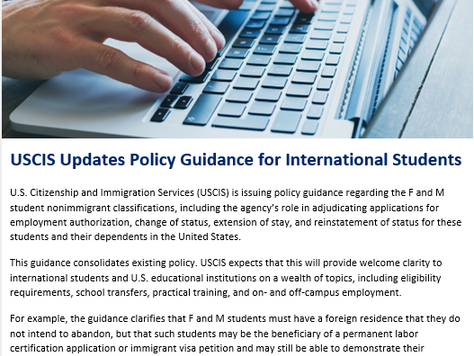Filing Change of Status to F-1 Student While in the US