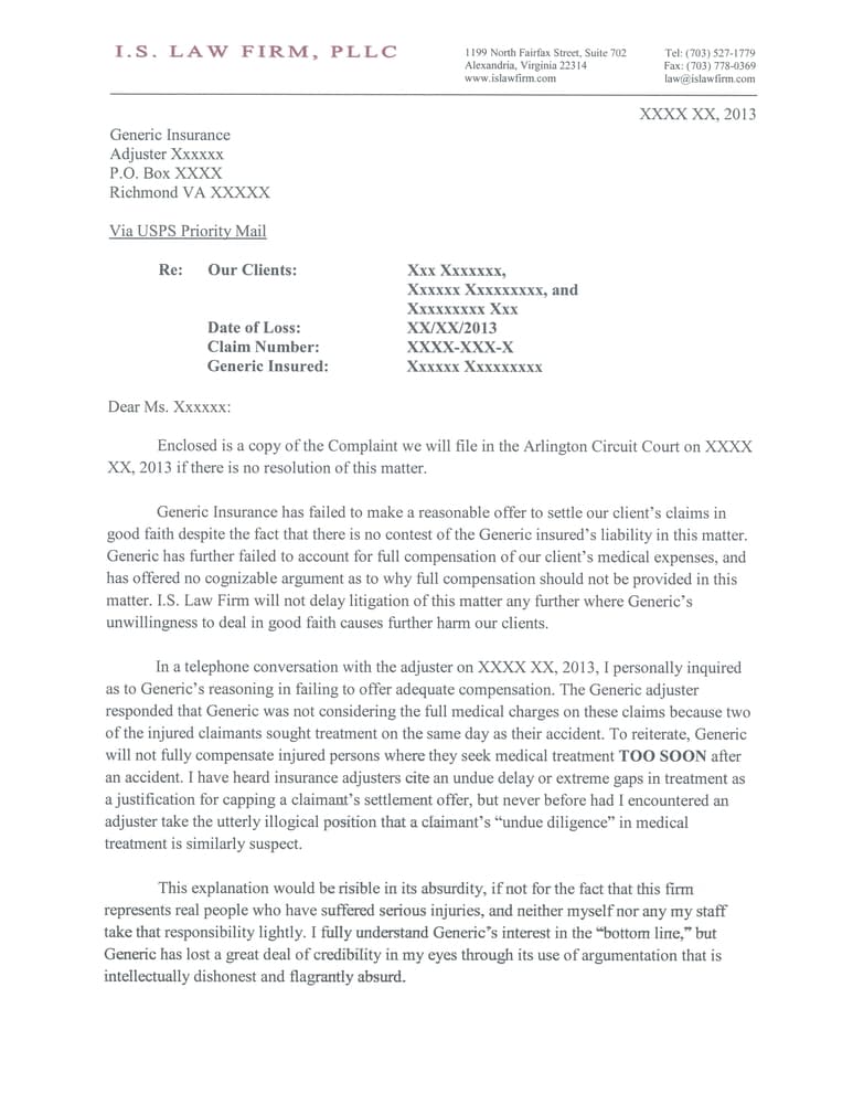bad faith letter