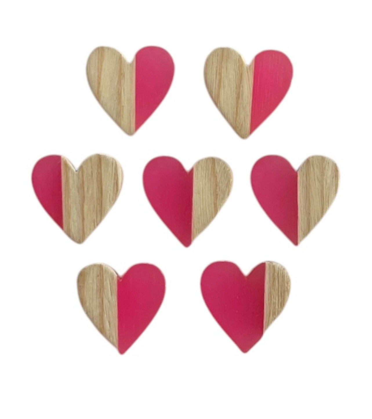 15mm Wood/Resin Pink Heart Stud Earrings 