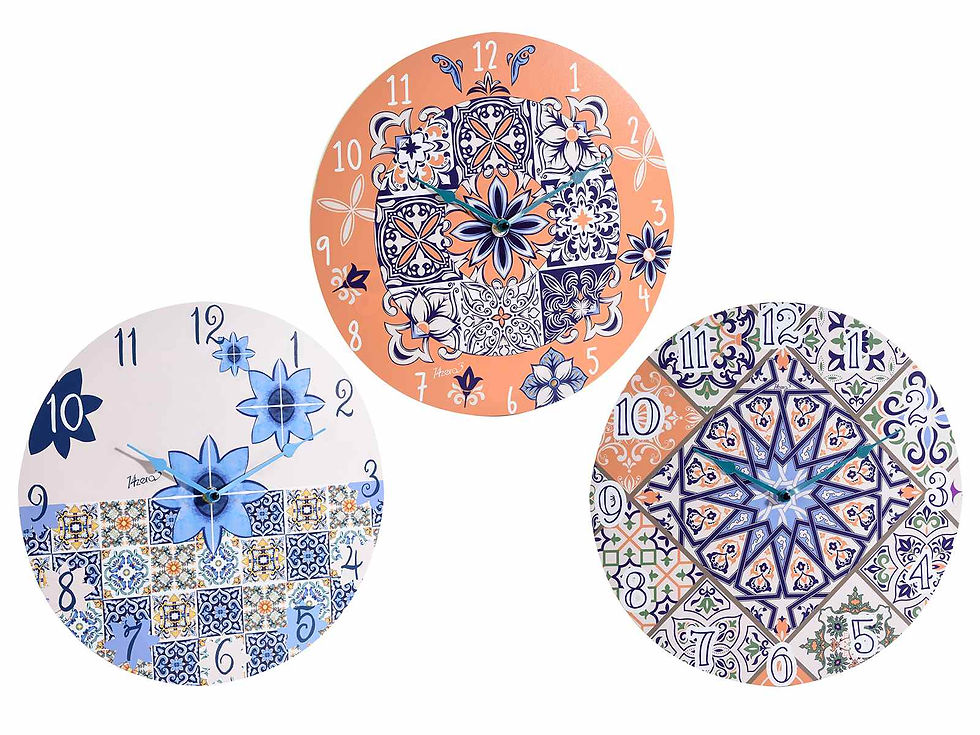Moderno Orologio da parete in legno Stile maiolica silenzioso h 30 cm