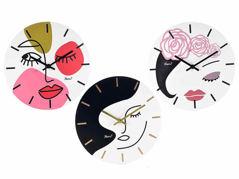 Moderno Orologio da parete in legno Stile Volto di donna silenzioso h 30 cm