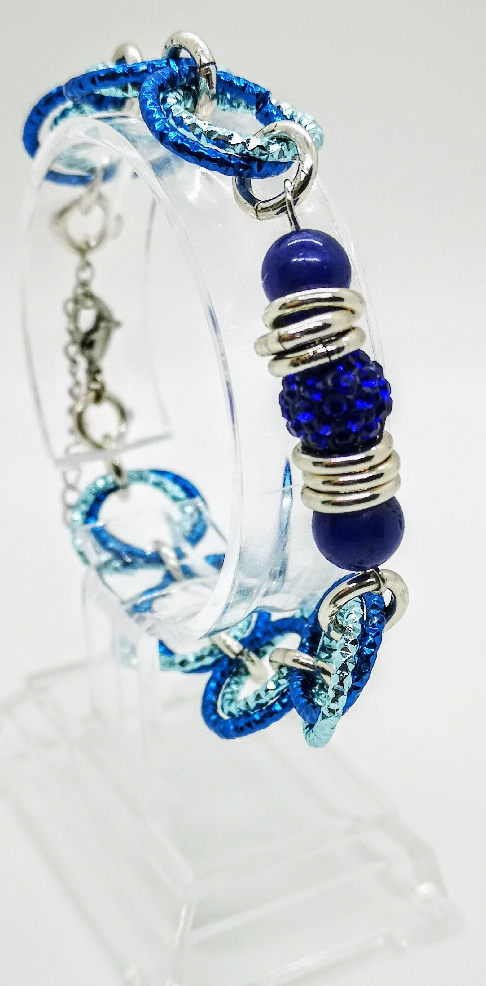 Bracciale blu e azzurro con agata blu