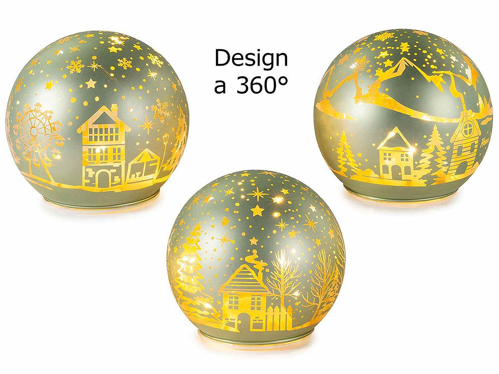 Miniatura: Lampada a sfera vetro decorato con luci LED da appoggiare