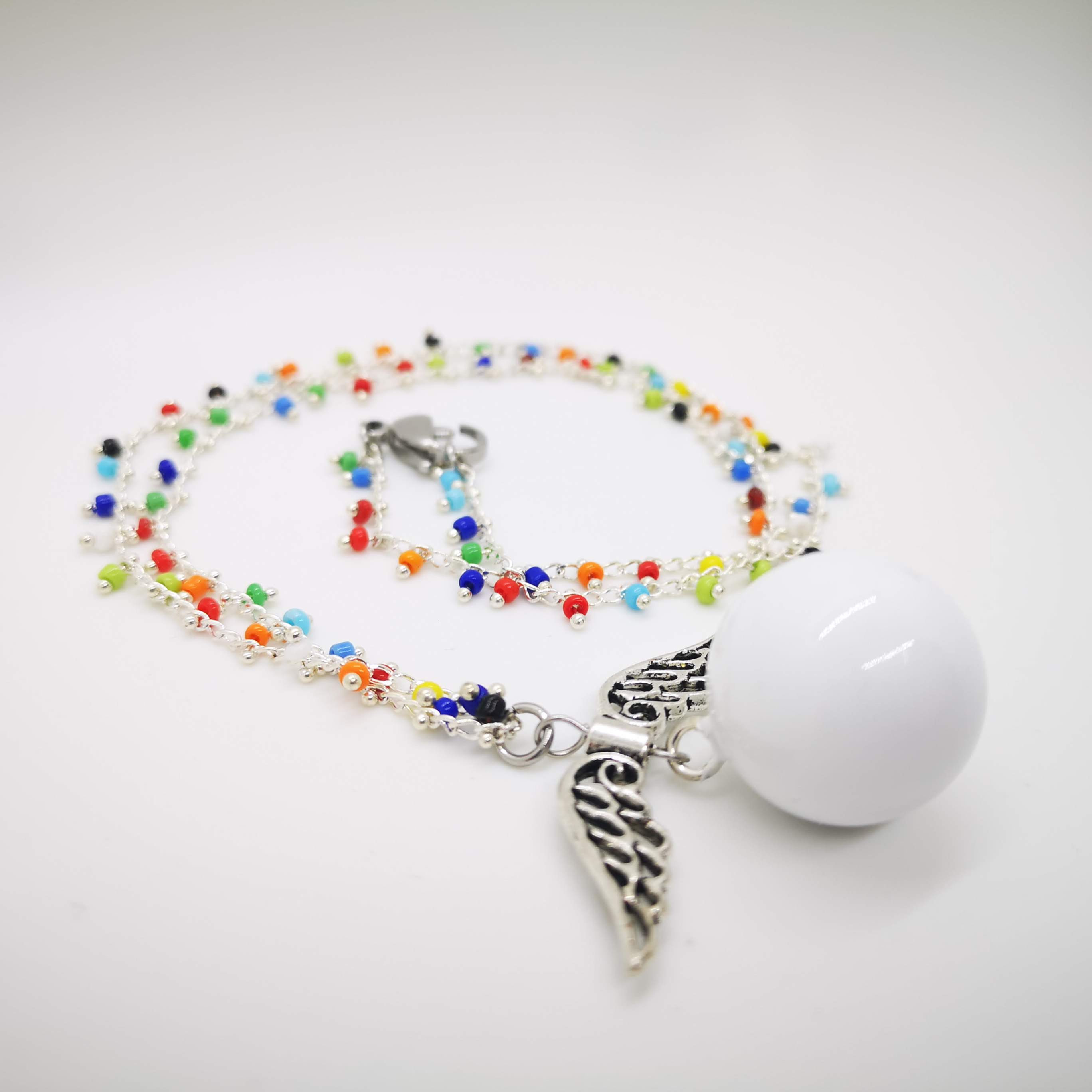 Collana chiama angeli smaltato bianco multicolor