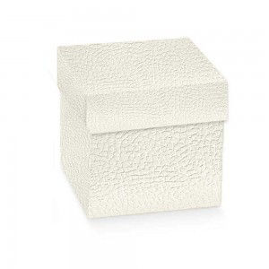 Scatola bomboniera fondo e coperchio pelle bianca grande