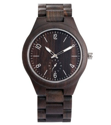 Orologio in legno naturale scuro quadrante doppio