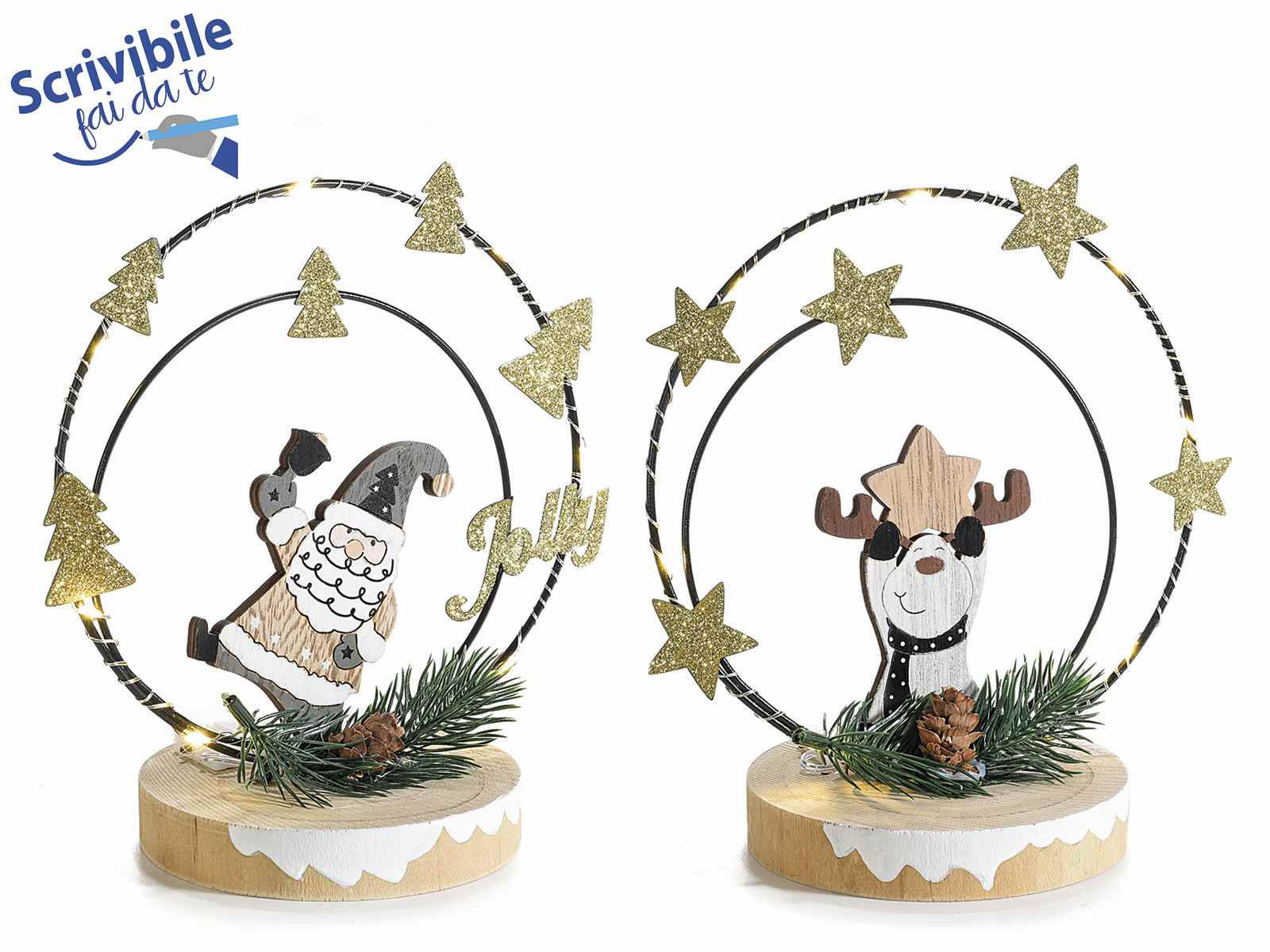 Decorazione in legno natalizie con luci led