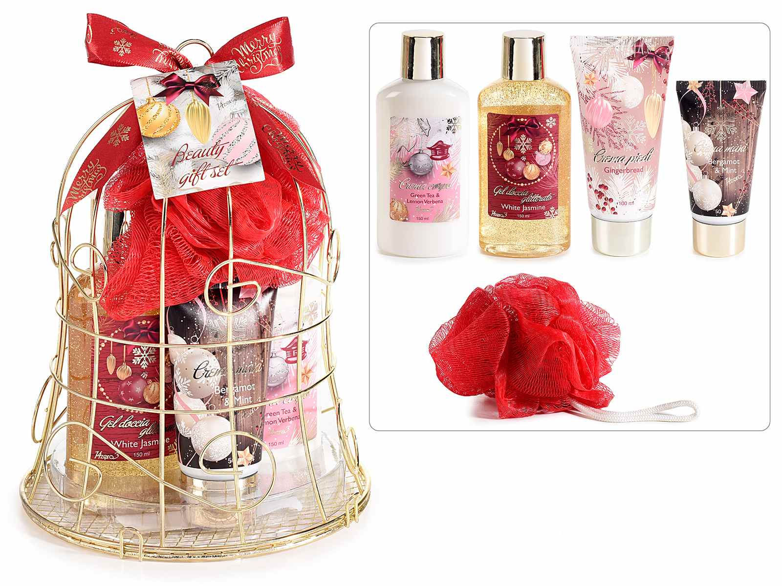 Confezione regalo "Chalet" con 4 prodotti corpo e spugna