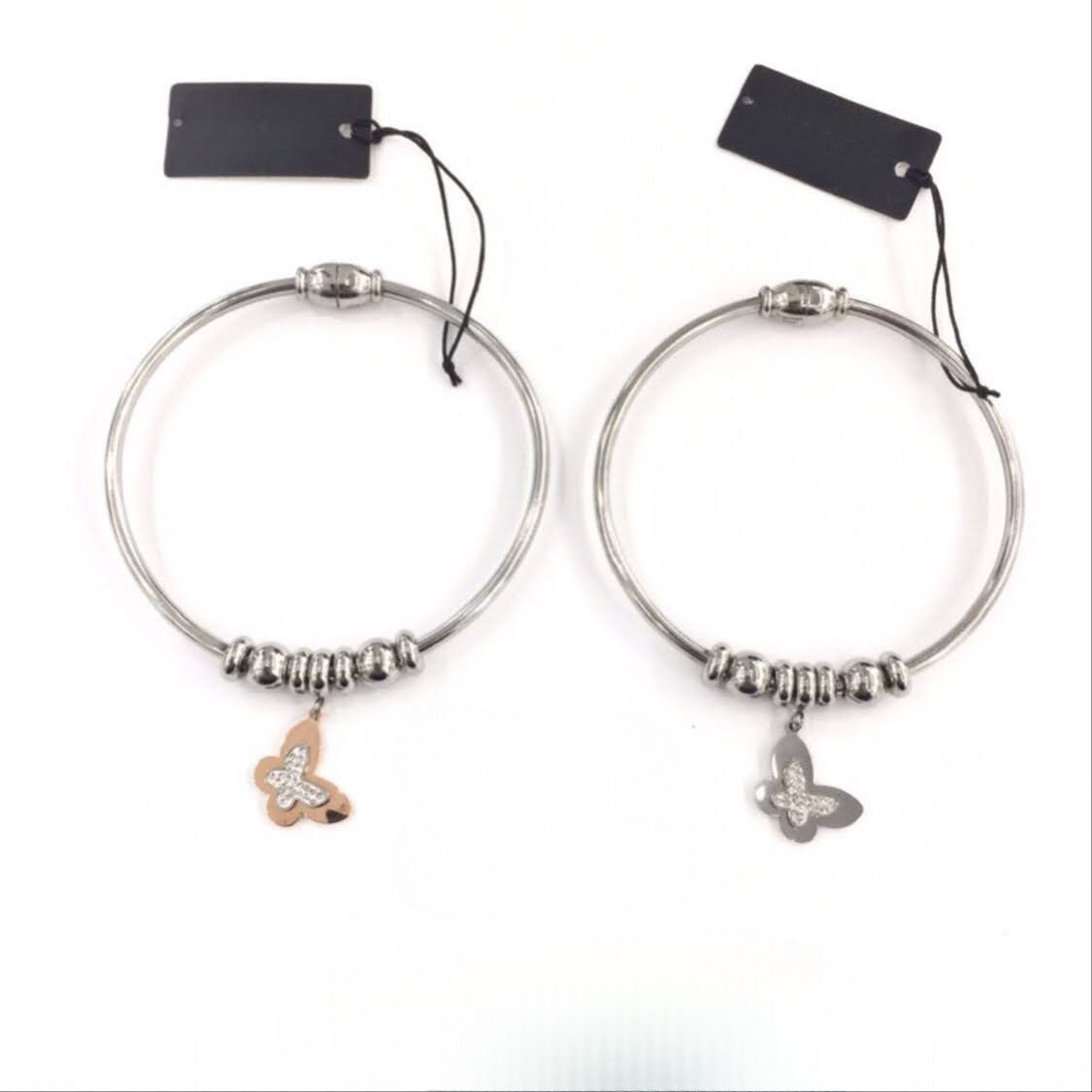 Bracciale in acciaio farfalla pavé cristalli