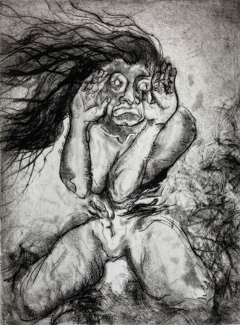 Patricia Fong. Aquatint, and drypoint. Image size: 7 x 5''; paper size 15 x 11'', 2022.
