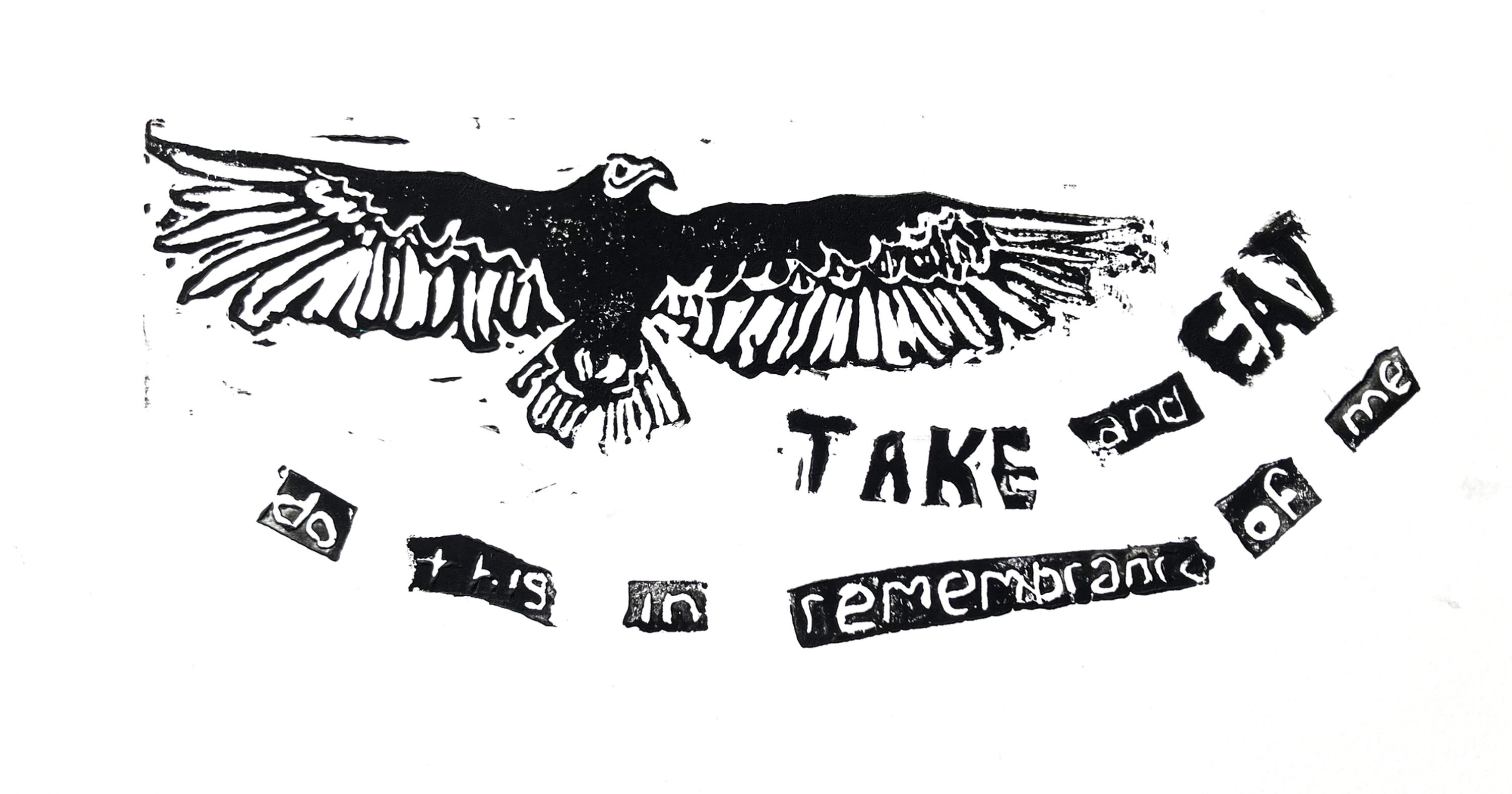 Take and Eat (Linocut)