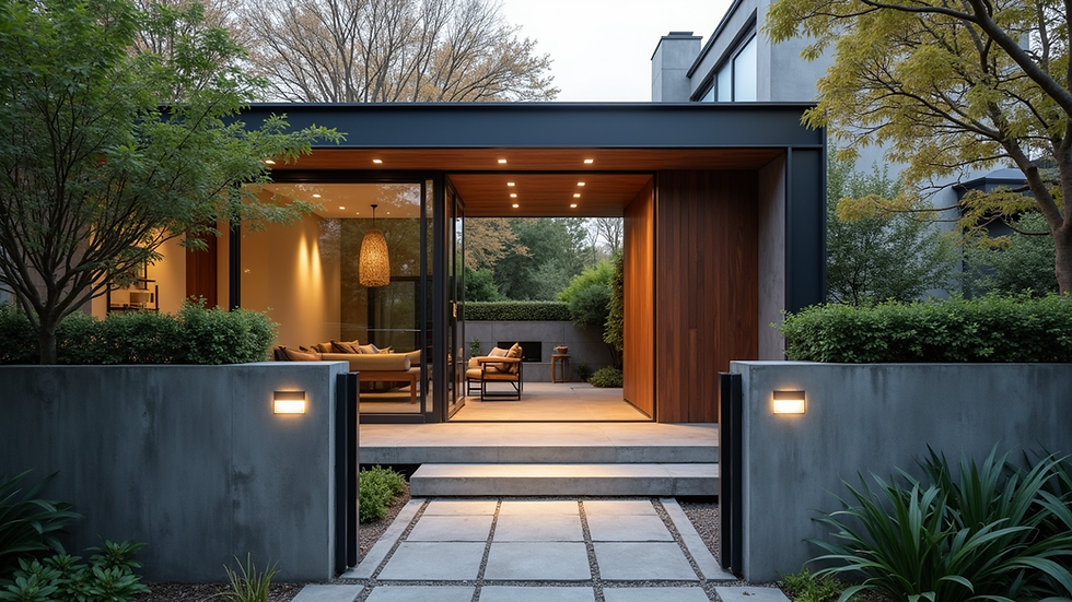 Eye-level view of a modern home with a secure entrance
