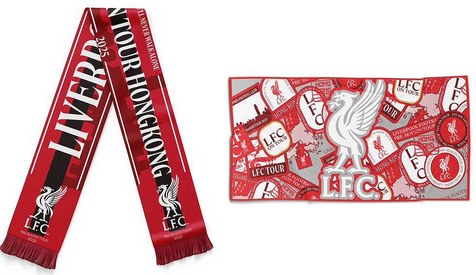 香港季前賽圍巾(左)、香港季前賽毛巾(圖片由港鐵提供)