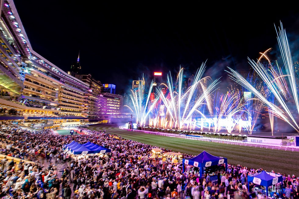 震撼人心的煙火匯演將於第三場賽事後璀璨綻放(圖片由香港賽馬會提供)