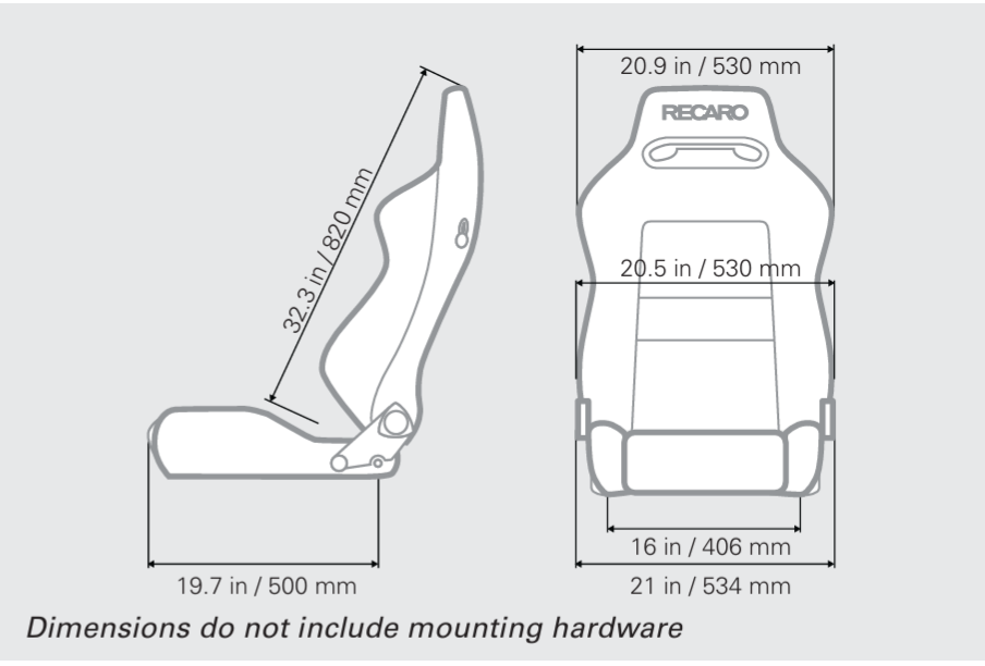 Thumbnail: recaro speed seat dimensions