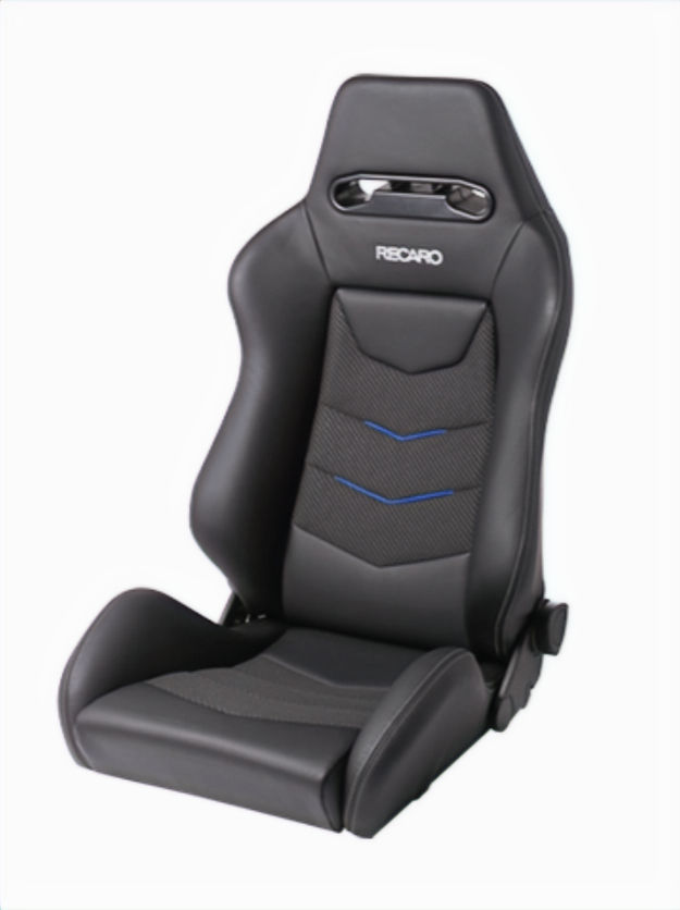 recaro v speed blue suede seat accent