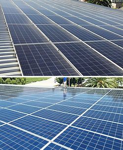 Before and after cleaning: Commercial solar panel installation in the Western Cape.