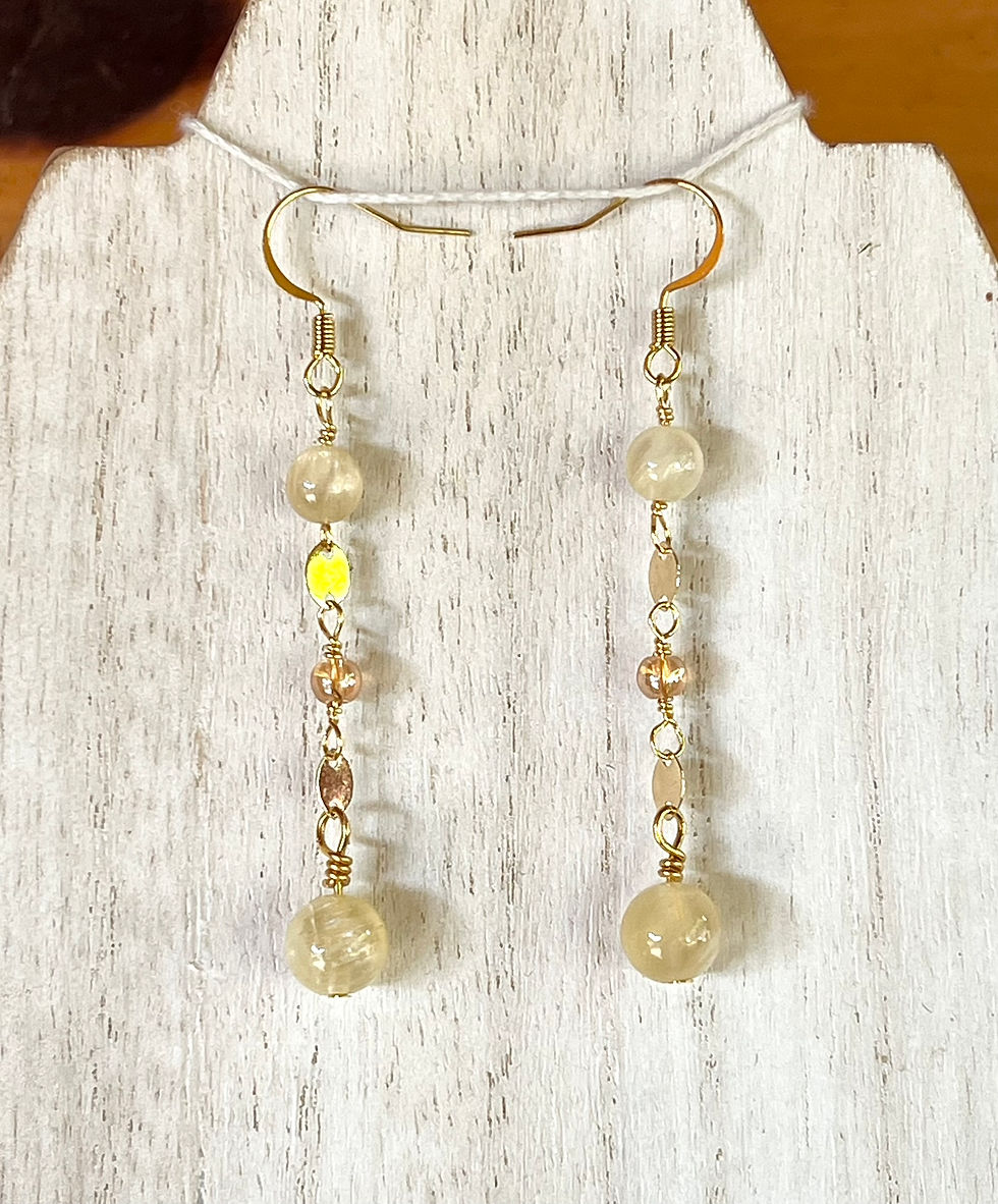 Thumbnail: Pastel Yellow and Gold Necklace and Earrings