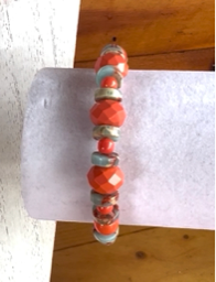 Thumbnail: Blue Serpentine and Orange Necklace, Bracelet and Earrings