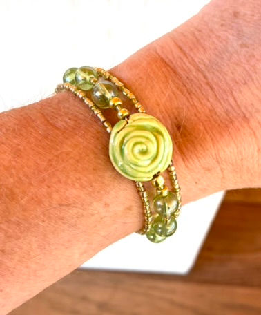 Thumbnail: Vintage Style Sage Green Bangle Bracelet