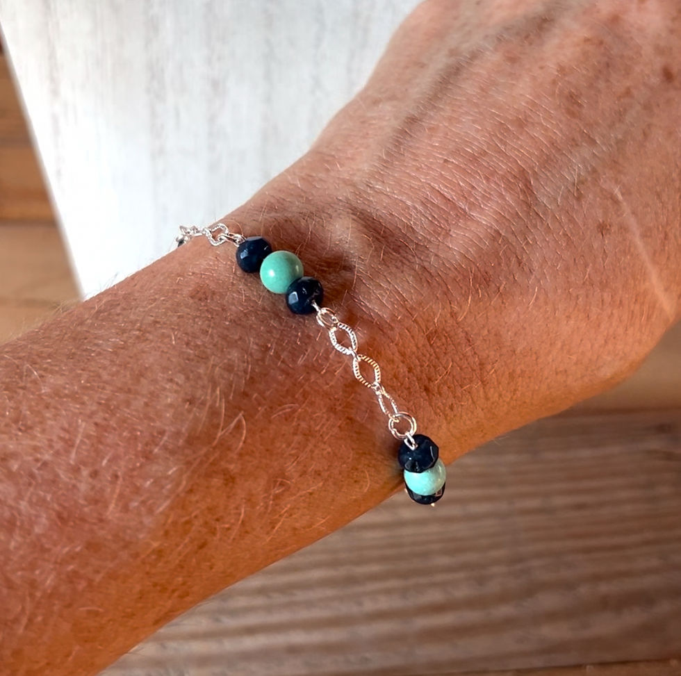 Thumbnail: Turquoise Magnesite and Sapphire Jade Dragonfly Necklace, Bracelet and Earrings