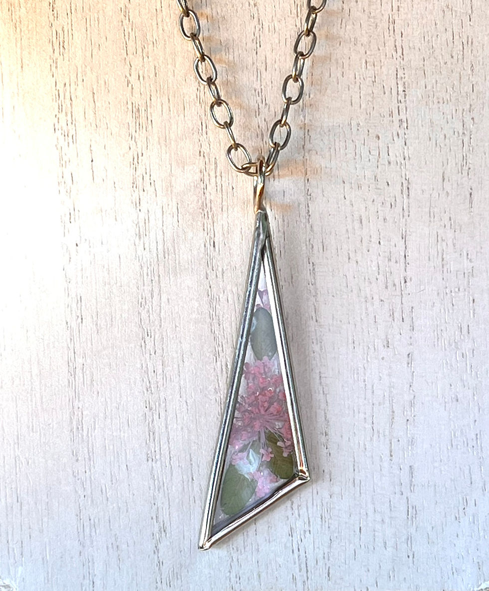 Dried Pink Floral Pendant
