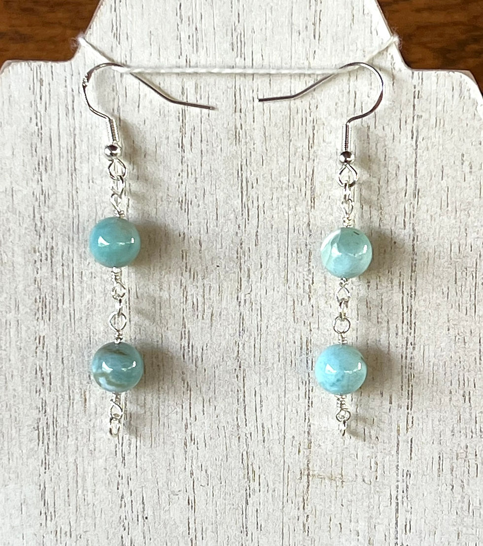 Thumbnail: Hand Wire Wrapped Aragonite with Larimar Pendant Necklace