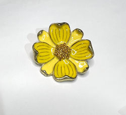 Large Yellow Floral Vintage Broach