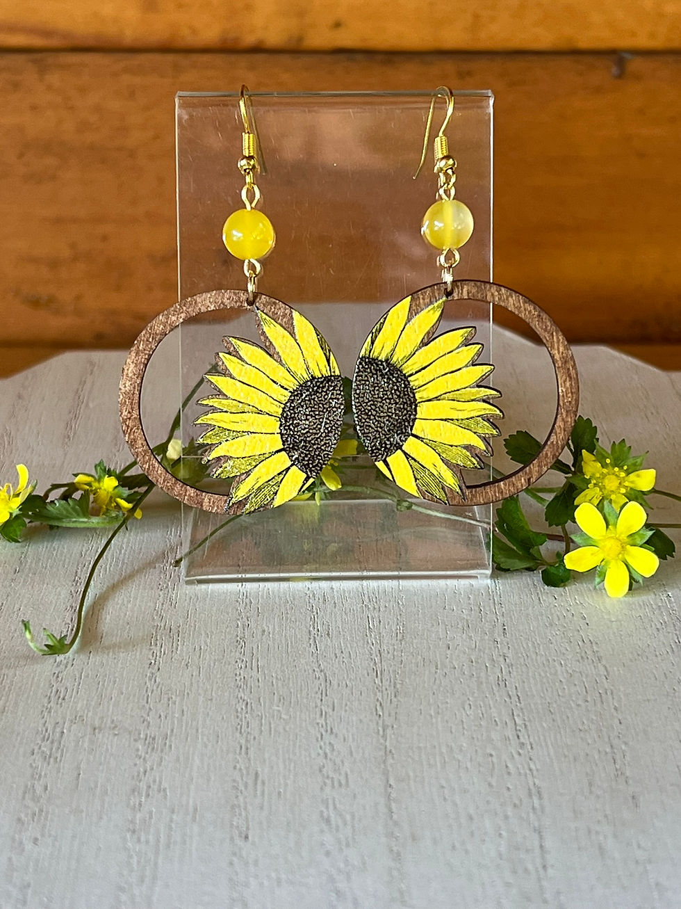 Sunflower Wooden Earrings