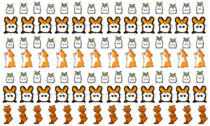 Rows of animated hamsters dancing on a web page