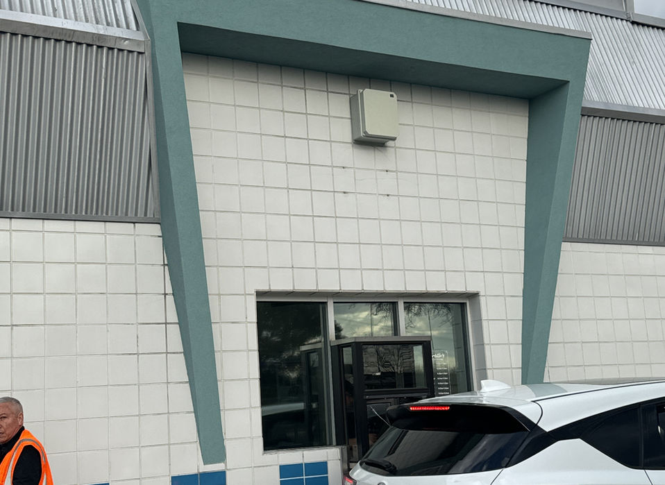 Finished commercial stucco repair and restoration at Portillo’s in Rolling Meadows Illinois