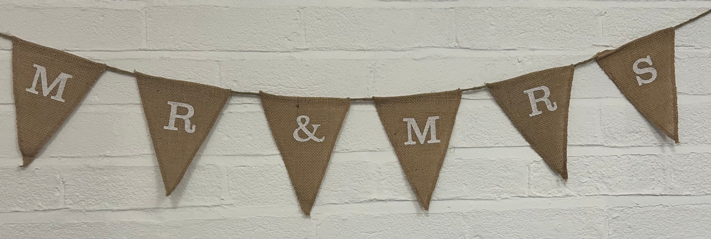 "Mr and Mrs" bunting-rustic