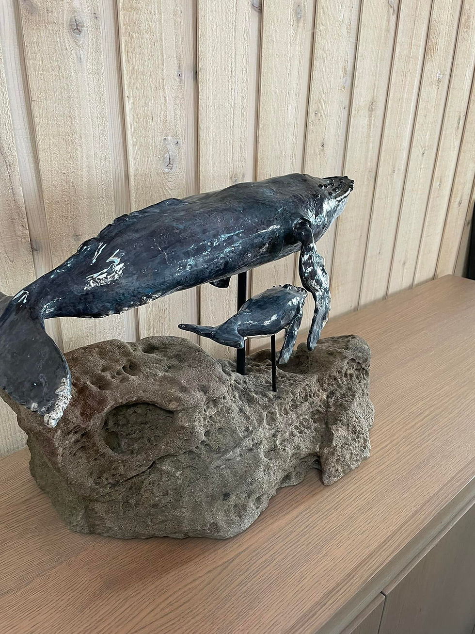 Thumbnail: Humpback Whale Sculpture with calf- Commissioned piece