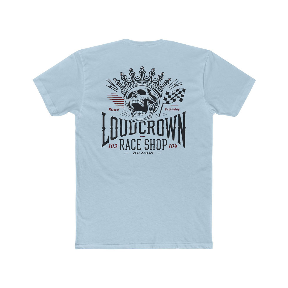 LOUDCROWN RACE SHOP T-SHIRT, MOTORSPORT TEES, RACING TEES, KARTING TEES, MOTORSPORT T SHIRTS, RACING T SHIRTS, KARTING