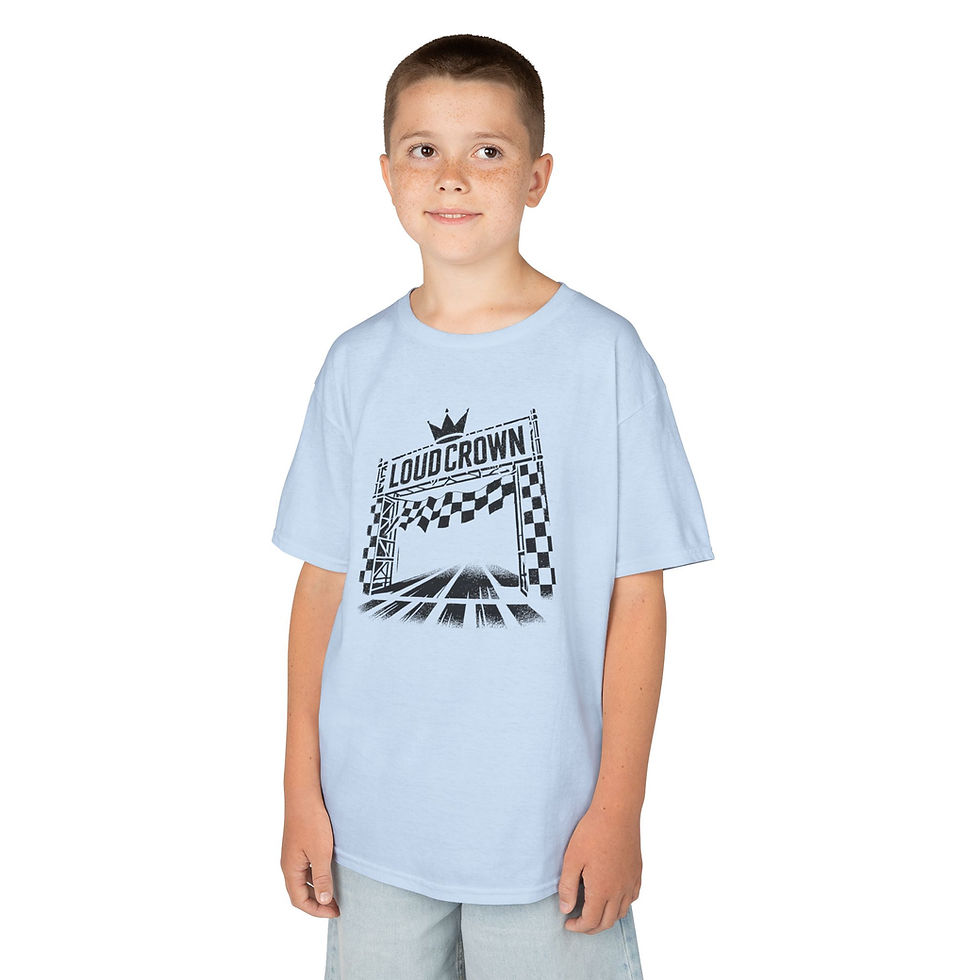 Thumbnail: LoudCrown Finish Line Graphic Kid's Racing t-shirt, kid's racing tee, Racing tee kid's