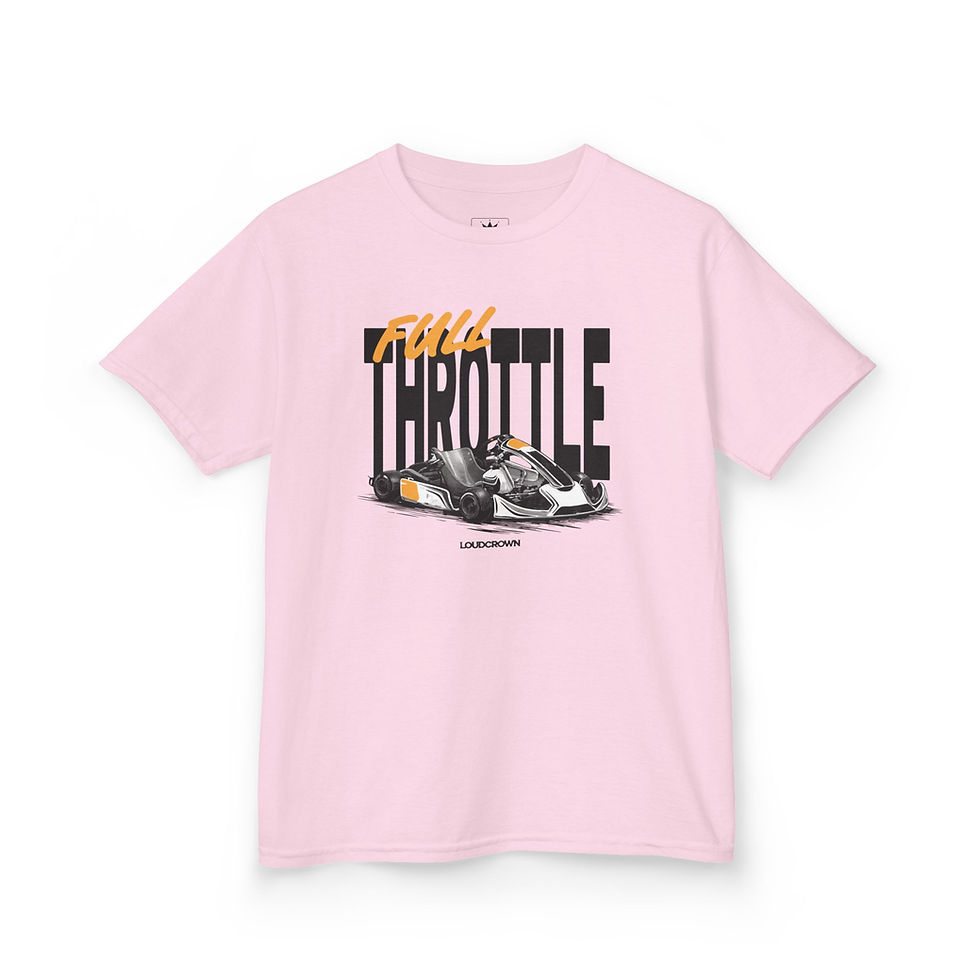 Thumbnail: LoudCrown FULL THROTTLE Kids Kart Racing T-Shirt