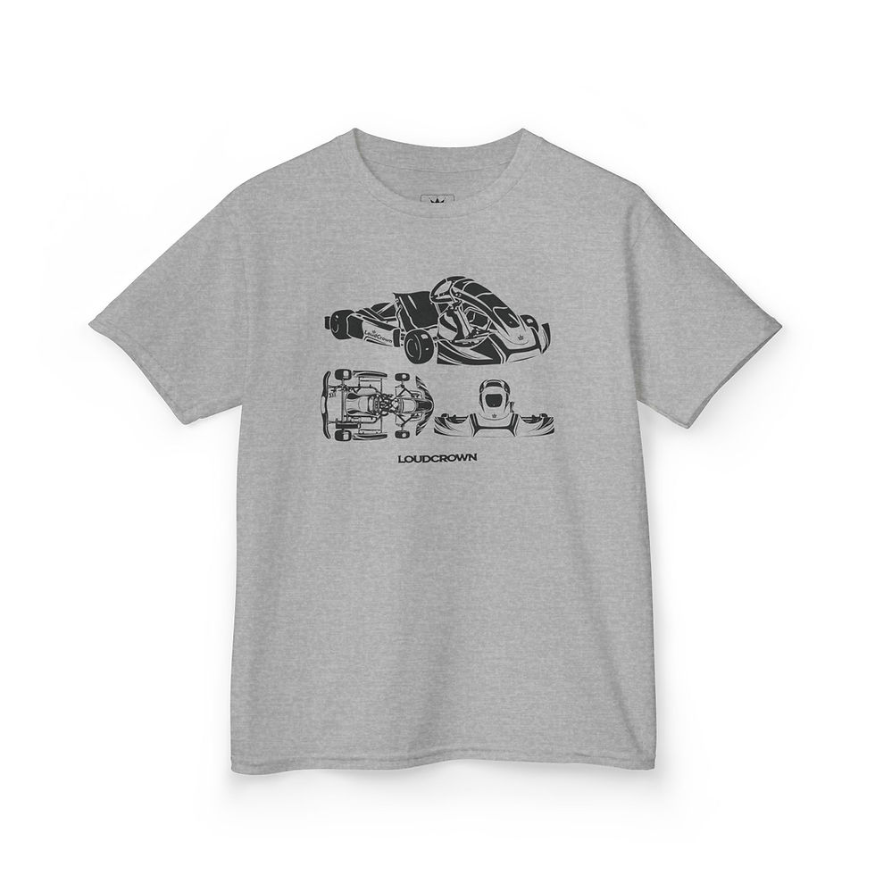 LoudCrown KART PRINT Kids Kart Racing T-Shirt