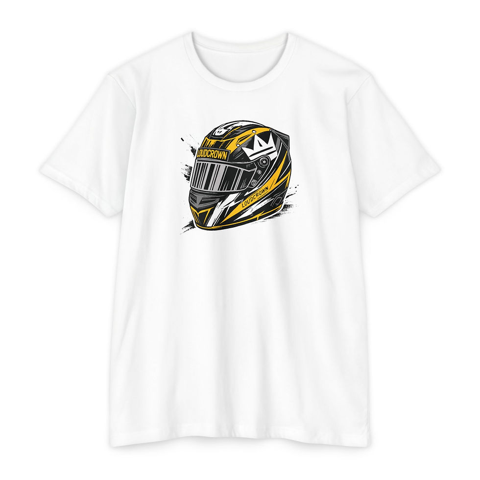 LoudCrown Race Yellow Helmet Racing Tee