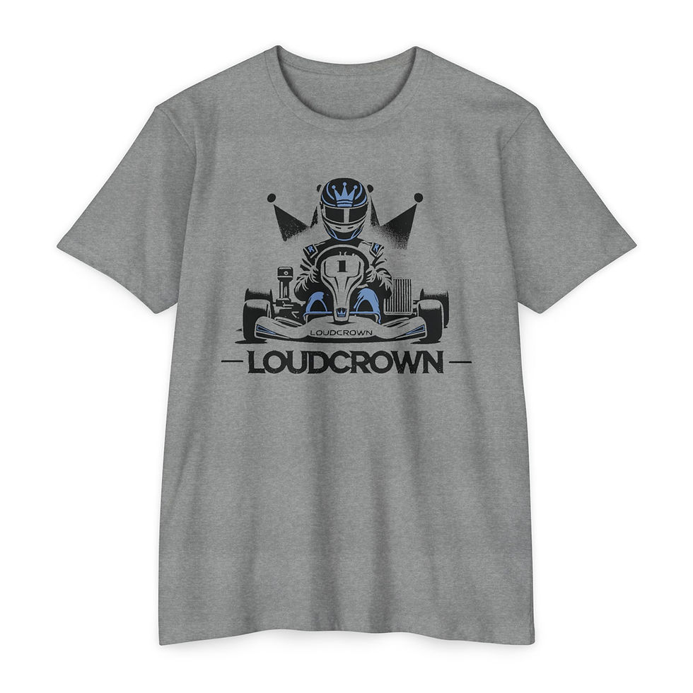 LOUDCROWN Blue KARTING T-SHIRT, MOTORSPORT TEES, RACING TEES, KARTING TEES, MOTORSPORT T SHIRTS, RACING T SHIRTS, KARTING