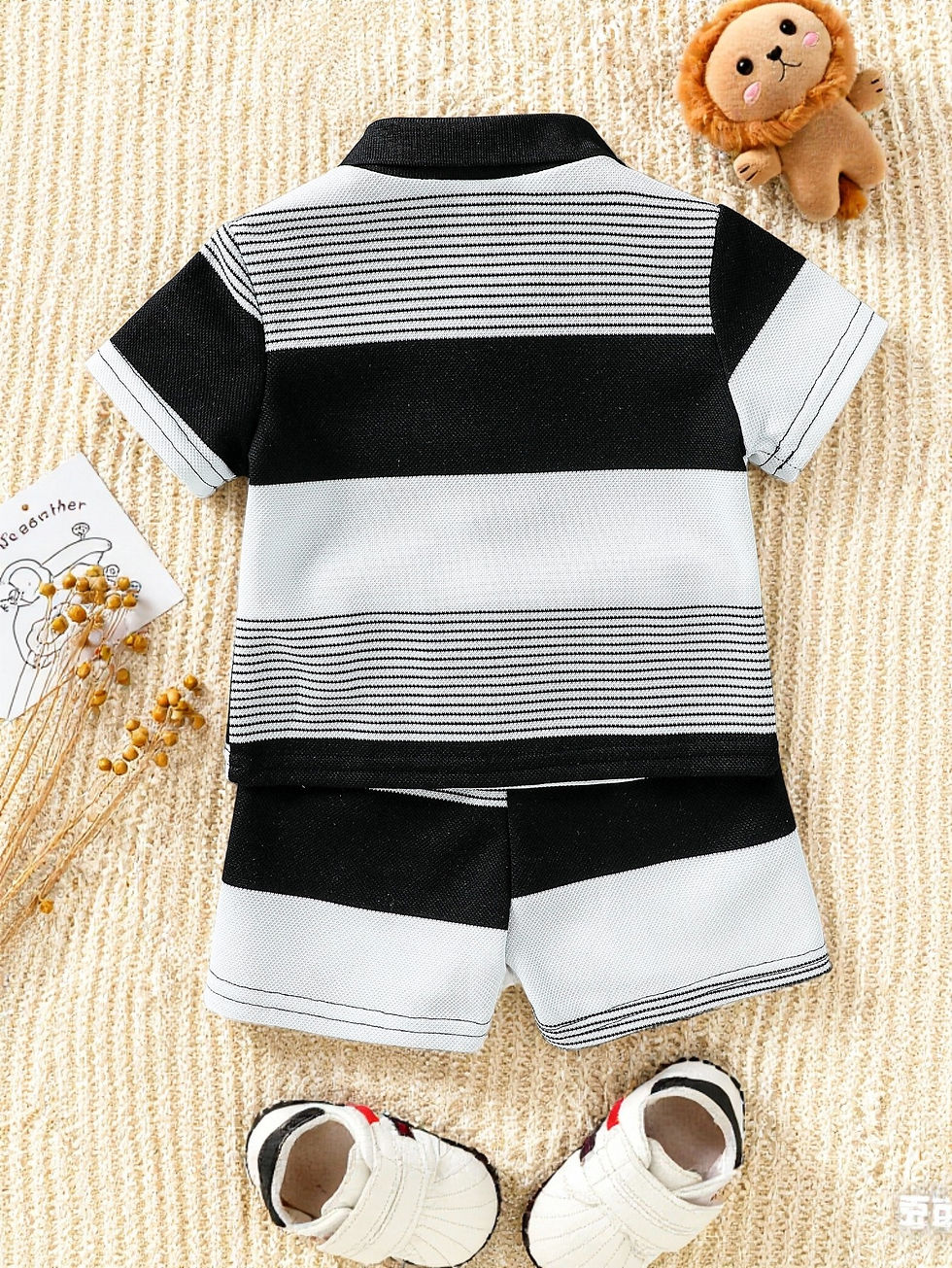 Thumbnail: Children’s Summer New Arrival Boys’ Regular Striped Teddy Bear Short T-Shirt